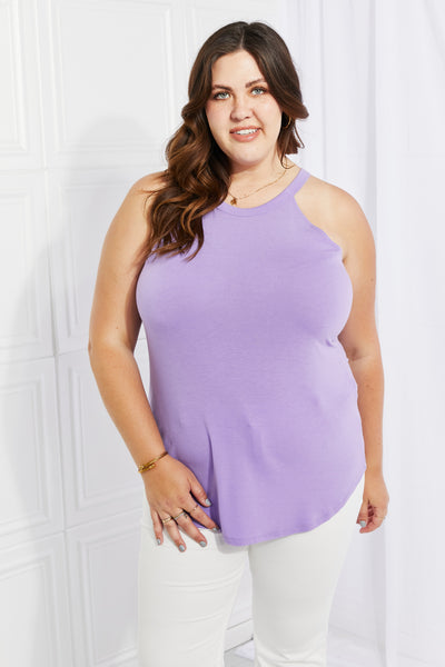 Zenana Sweet & Simple Halter Neck Tank in Lavender  Southern Soul Collectives 