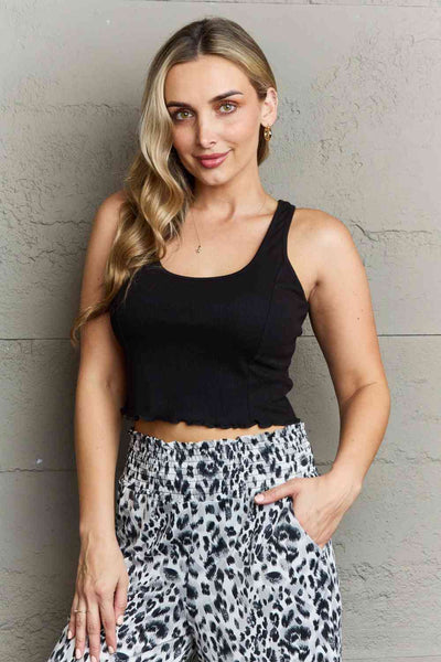 Sleeveless Ruffle Crop Top in Black  Southern Soul Collectives