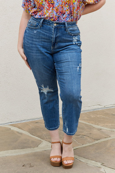 Judy Blue Theresa Full Size High Waisted Ankle Distressed Straight Jeans  Southern Soul Collectives 