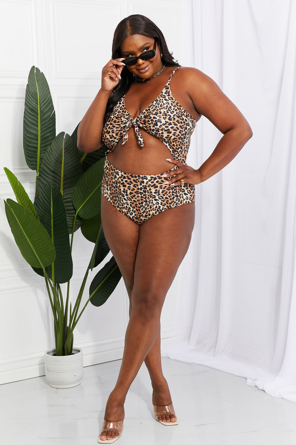 Lost At Sea Cutout One-Piece Leopard Print Swimsuit  Southern Soul Collectives 