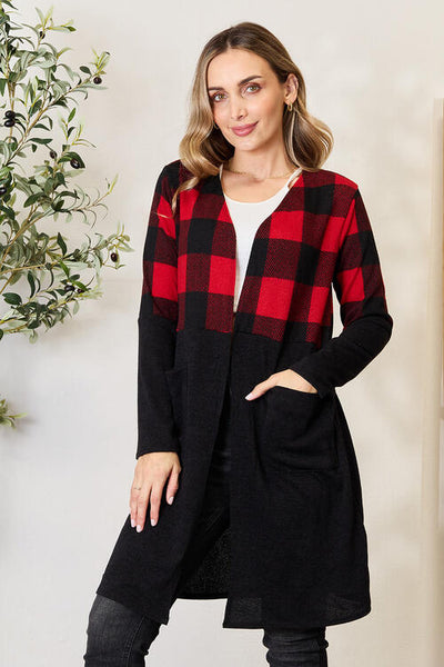 Buffalo Plaid Open Front Longline Cardigan - Southern Soul Collectives