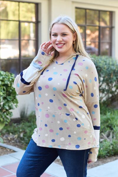 Polka Dot Drawstring Hoodie Top  Southern Soul Collectives