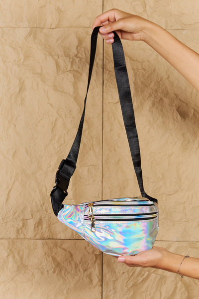 Fame Good Vibrations Holographic Double Zipper Fanny Pack in Silver  Southern Soul Collectives 