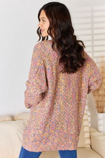 Multicolor Open Front Knit Cardigan in Pink  Southern Soul Collectives
