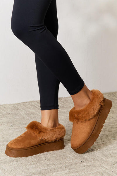 Fall Furry Chunky Platform Ankle Boots in Camel  Southern Soul Collectives
