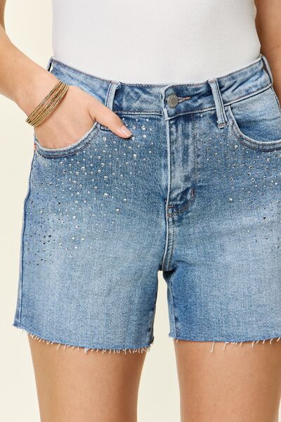 Judy Blue High Waist Rhinestone Decor Denim Shorts  Southern Soul Collectives