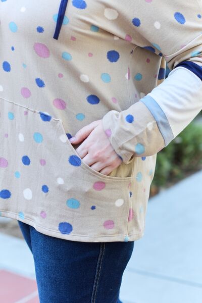 Polka Dot Drawstring Hoodie Top  Southern Soul Collectives