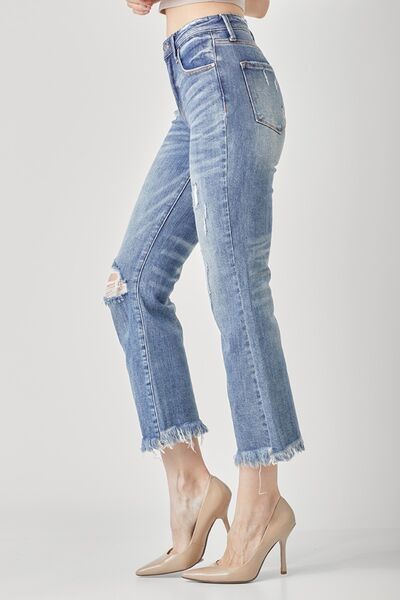 RISEN High Waist Distressed Cropped Bootcut Jeans  Southern Soul Collectives