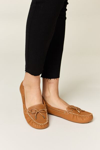 Moccasin Style Front Bow Flat Loafers in Tan  Southern Soul Collectives