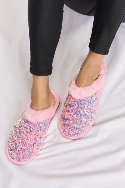 Forever Link Sequin Plush Round Toe Slippers  Southern Soul Collectives