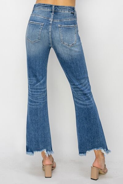 RISEN High Waist Raw Hem Flare Jeans  Southern Soul Collectives