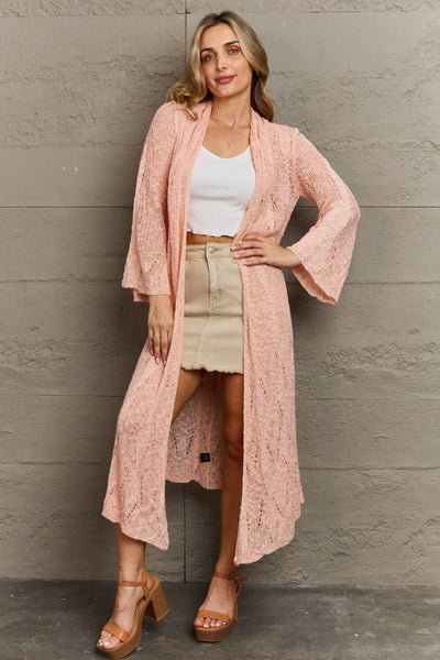 You Make Me Blush Open Front Maxi Cardigan in Peach  Southern Soul Collectives 