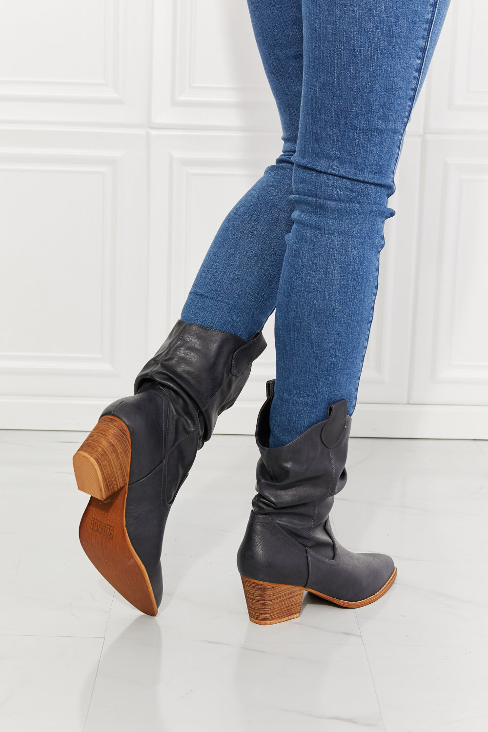 Better in Texas Scrunch Cowboy Boots in Navy - Southern Soul Collectives