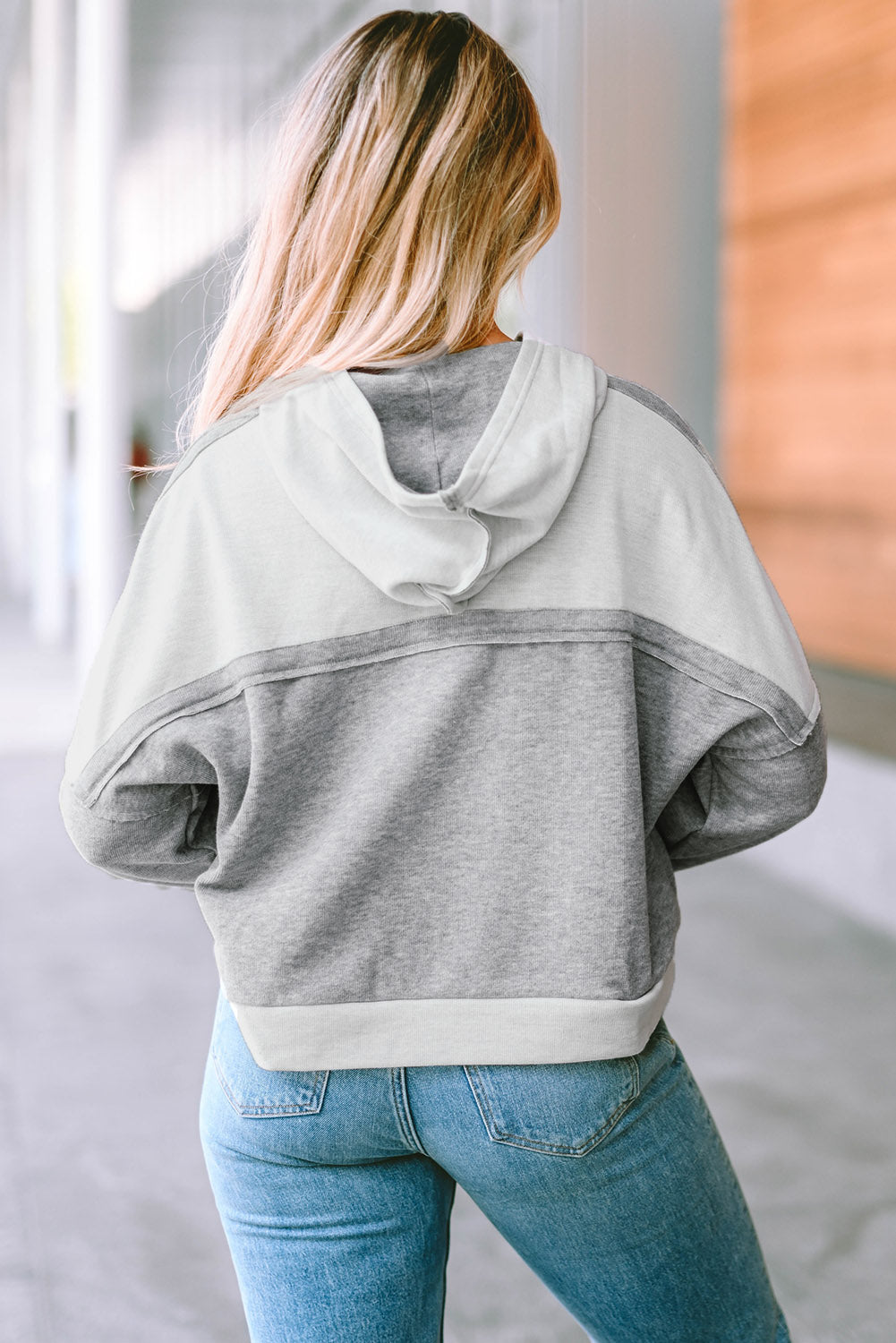 Quarter-Button Exposed Seam Dropped Shoulder Hoodie  Southern Soul Collectives 
