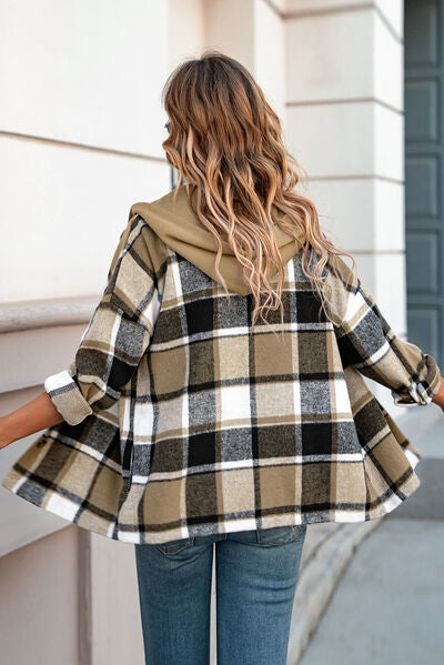 Button Up Plaid Hooded Jacket  Southern Soul Collectives