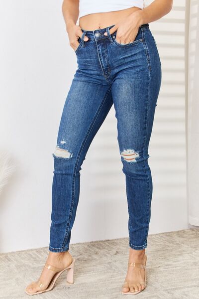 Judy Blue High Waist Distressed Slim Jeans  Southern Soul Collectives