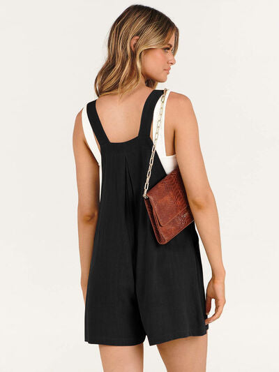 Pocketed Square Neck Wide Strap Romper  Southern Soul Collectives