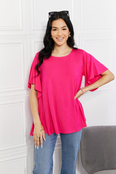 More Than Words Flutter Sleeve Top in Hot Pink  Southern Soul Collectives 