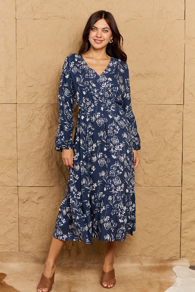 HEYSON Night Out Full Size Balloon Sleeve Floral Midi Dress  Southern Soul Collectives 