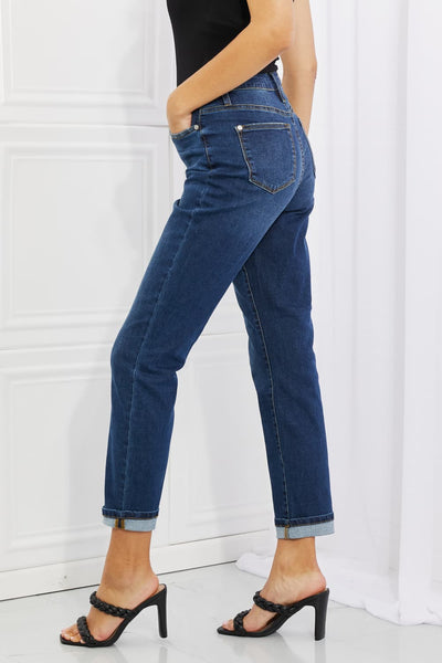Judy Blue Crystal High Waisted Cuffed Boyfriend Jeans  Southern Soul Collectives 