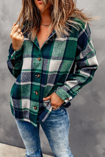 Button Up Plaid Hooded Jacket  Southern Soul Collectives