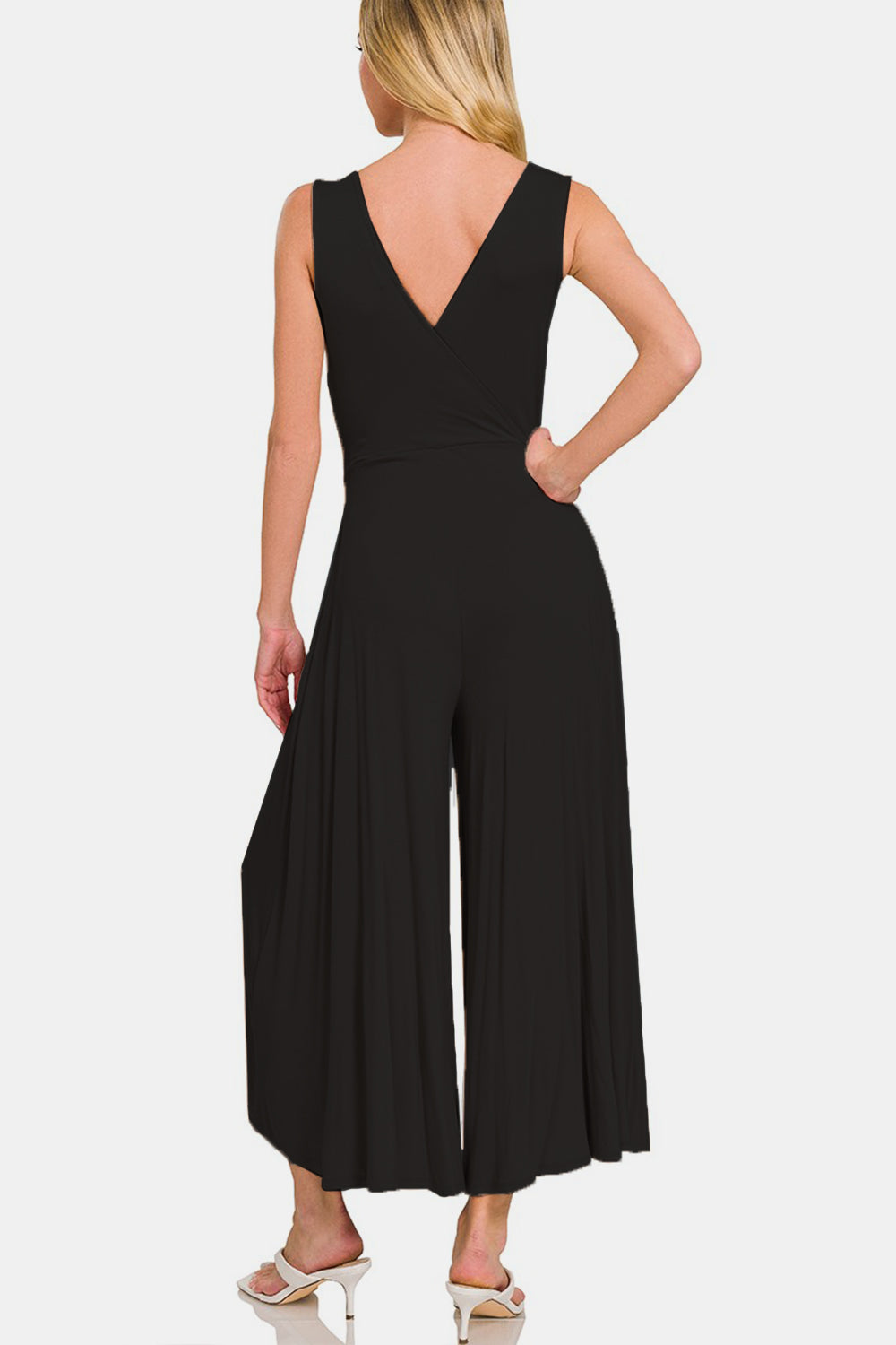 Zenana Surplice Neckline Sleeveless Jumpsuit  Southern Soul Collectives