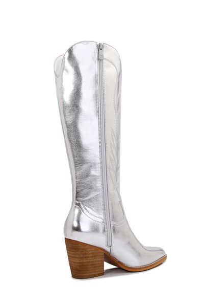 Metallic Knee High Cowboy Boots in Silver - Southern Soul Collectives