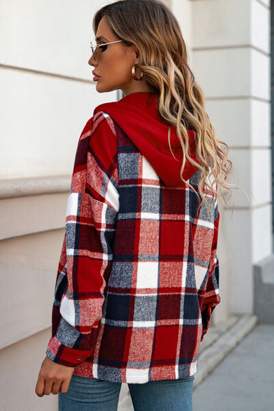 Button Up Plaid Hooded Jacket  Southern Soul Collectives