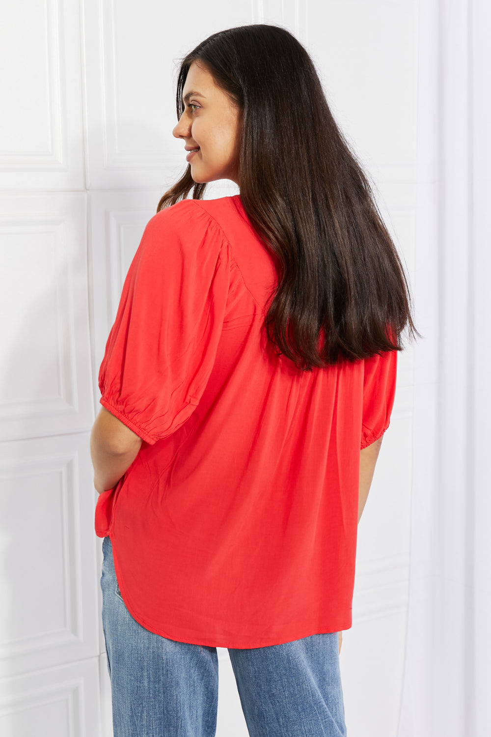 Fresh From The Garden Button Yoke Top in Scarlett  Southern Soul Collectives 