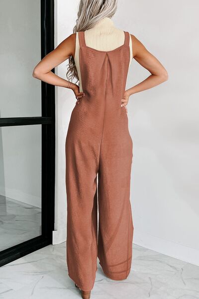Waffle-knit Wide Leg Overall with Pockets  Southern Soul Collectives