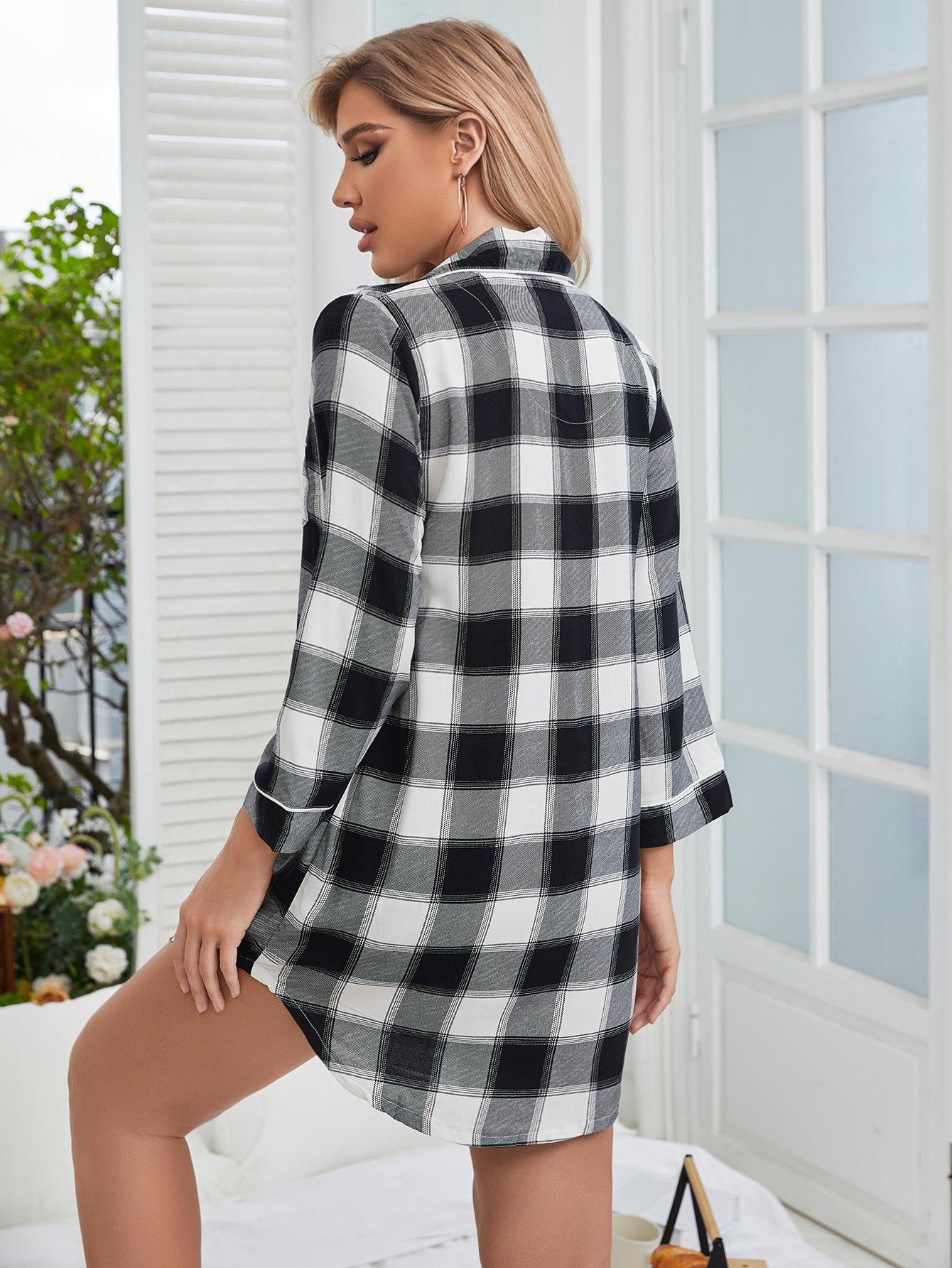 Plaid Lapel Collar Shirt Dress  Southern Soul Collectives 