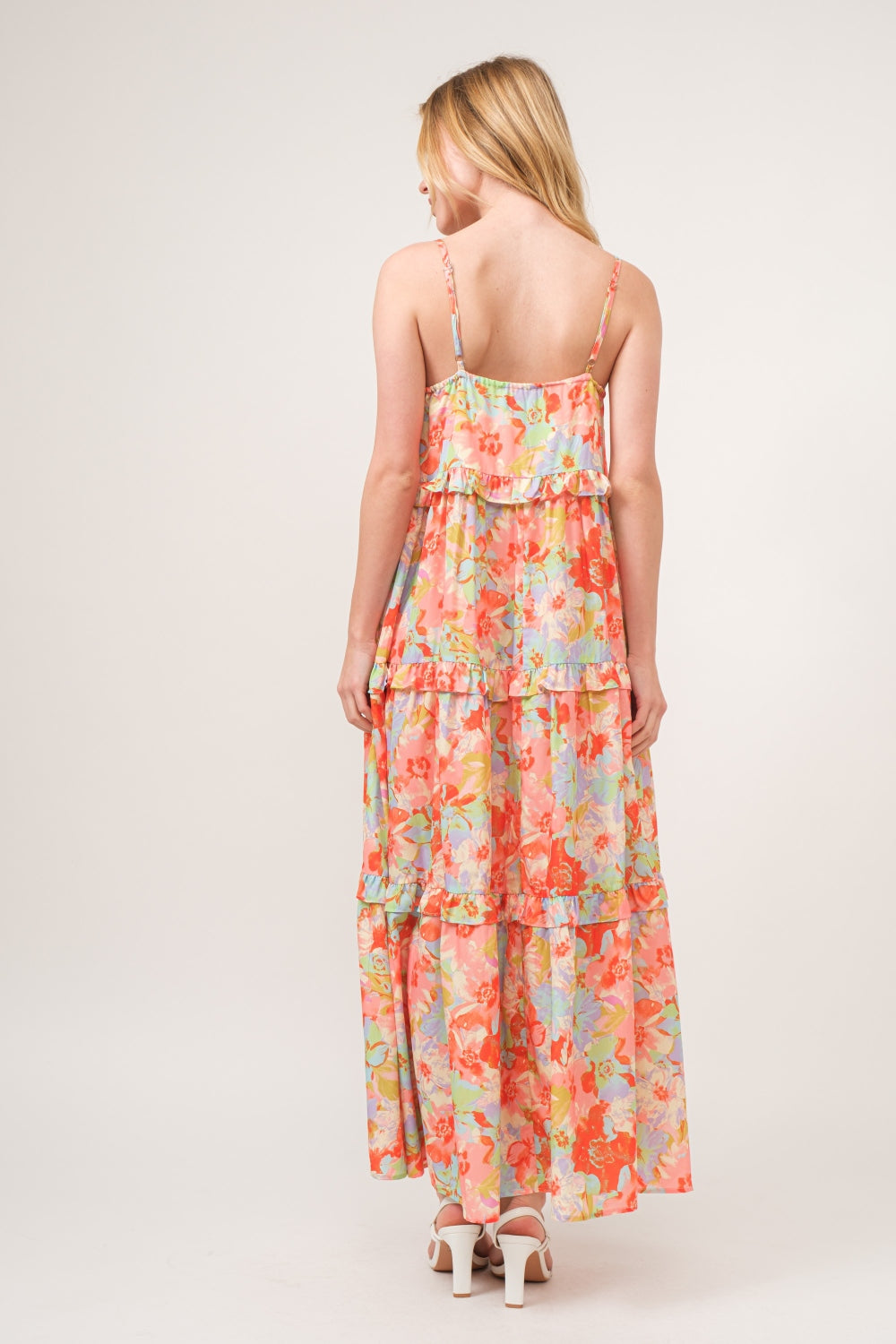 Floral Ruffled Tiered V Neck Maxi Cami Dress Southern Soul Collectives