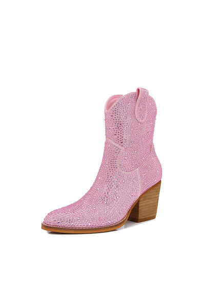 Rhinestone Ankle Booties in Fuchsia Pink - Southern Soul Collectives
