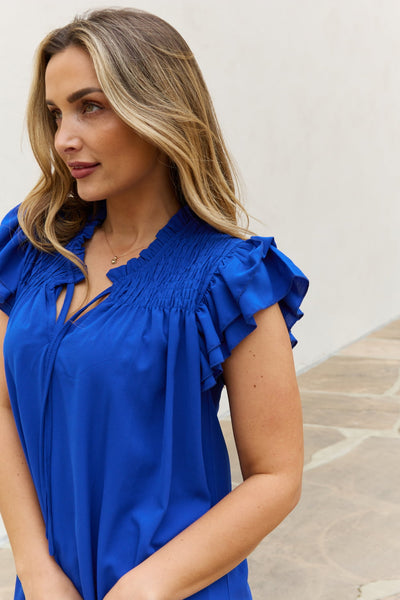 And The Why Ruffle Sleeve Smocked Detail Mini Dress  Southern Soul Collectives 