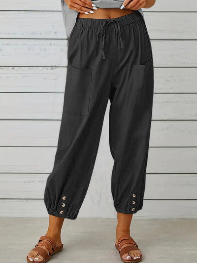 Decorative Button Cropped Pants  Southern Soul Collectives 