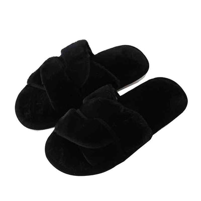 Faux Fur Twisted Strap Slippers  Southern Soul Collectives