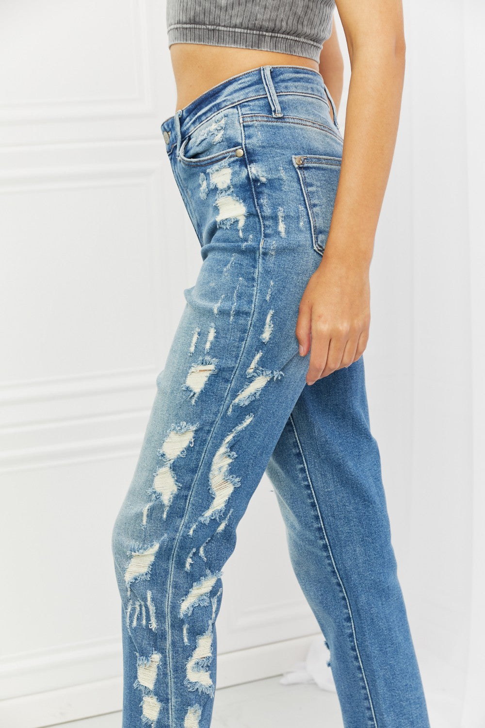 Judy Blue Laila Full Size Straight Leg Distressed Jeans  Southern Soul Collectives 