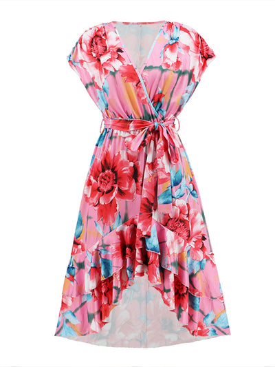 Ruffled Tied Floral Surplice Dress  Southern Soul Collectives