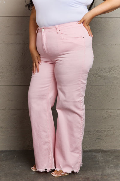 RISEN Raelene Full Size High Waist Wide Leg Jeans in Light Pink  Southern Soul Collectives 