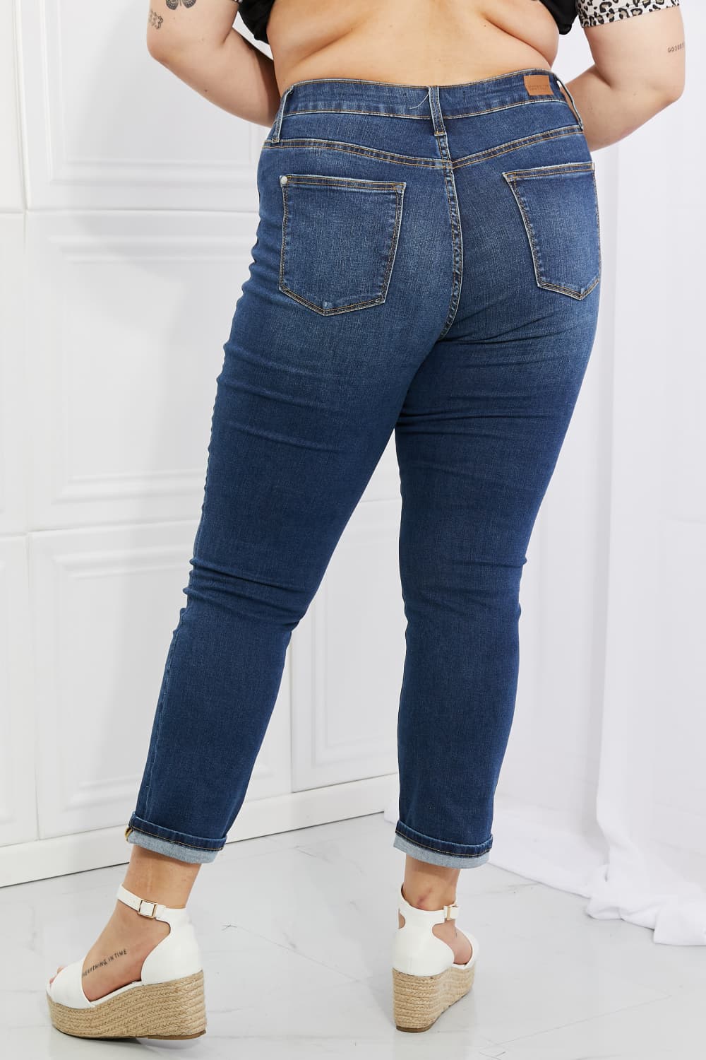 Judy Blue Crystal High Waisted Cuffed Boyfriend Jeans  Southern Soul Collectives 