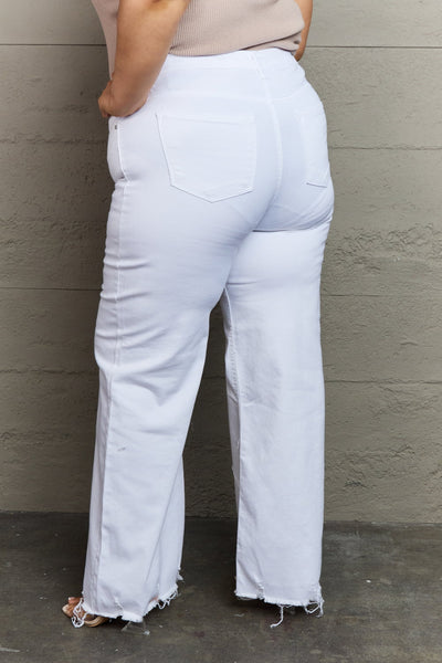 RISEN Raelene Full Size High Waist Wide Leg Jeans in White  Southern Soul Collectives 