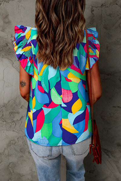 Printed Round Neck Butterfly Sleeve Top  Southern Soul Collectives 