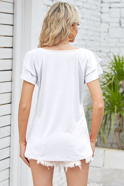 Square Neck Flutter Sleeve T-Shirt  Southern Soul Collectives