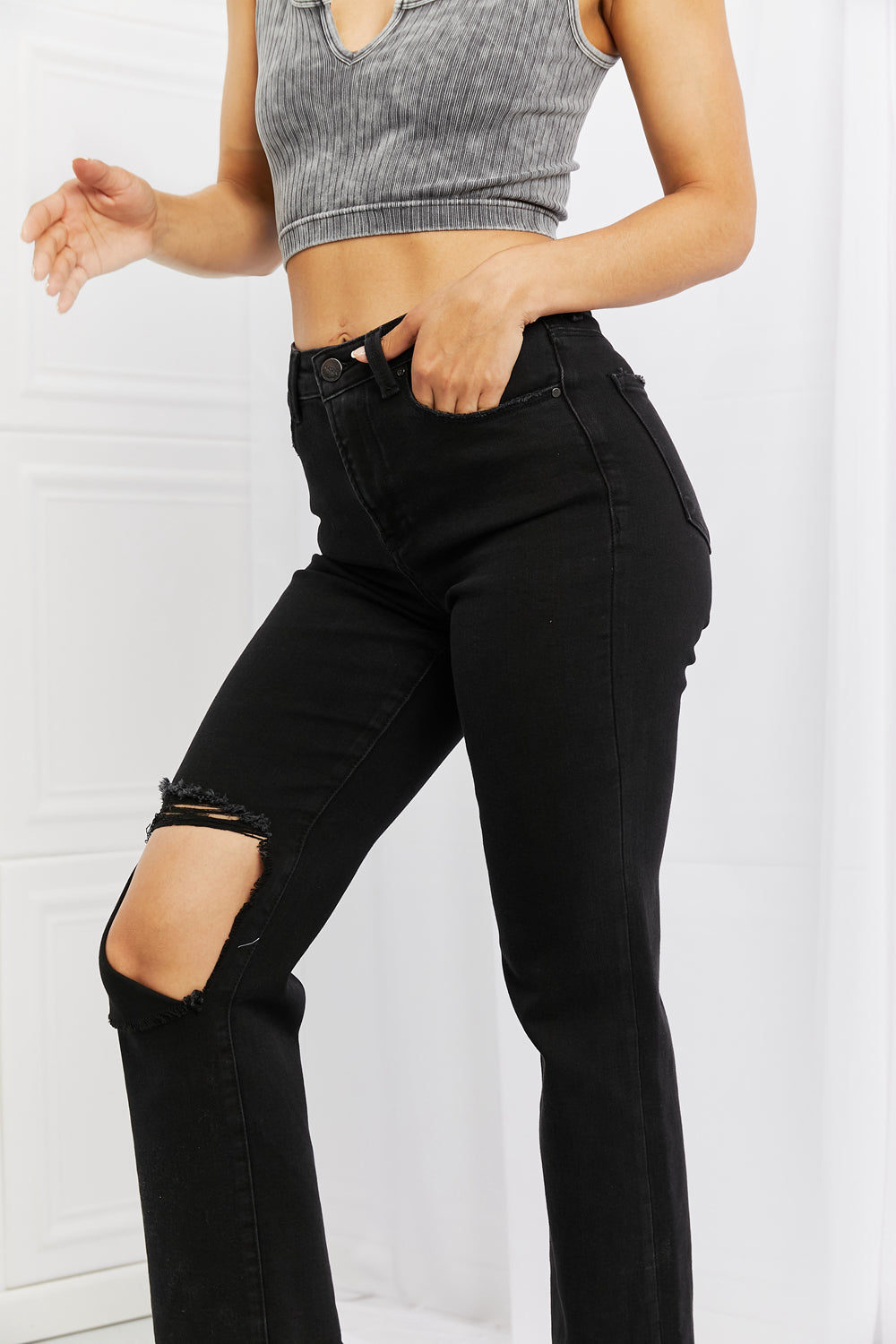 RISEN Full Size Yasmin Relaxed Distressed Jeans  Southern Soul Collectives 