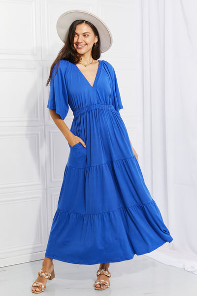 My Muse Flare Sleeve Tiered Maxi Dress in Colbalt Blue  Southern Soul Collectives 