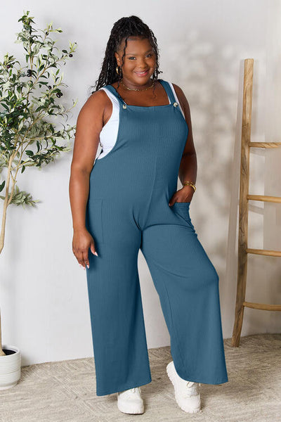 Hey Girl Wide Strap Ribbed Knit Overalls Jumper with Pockets in Multiple Colors  Southern Soul Collectives